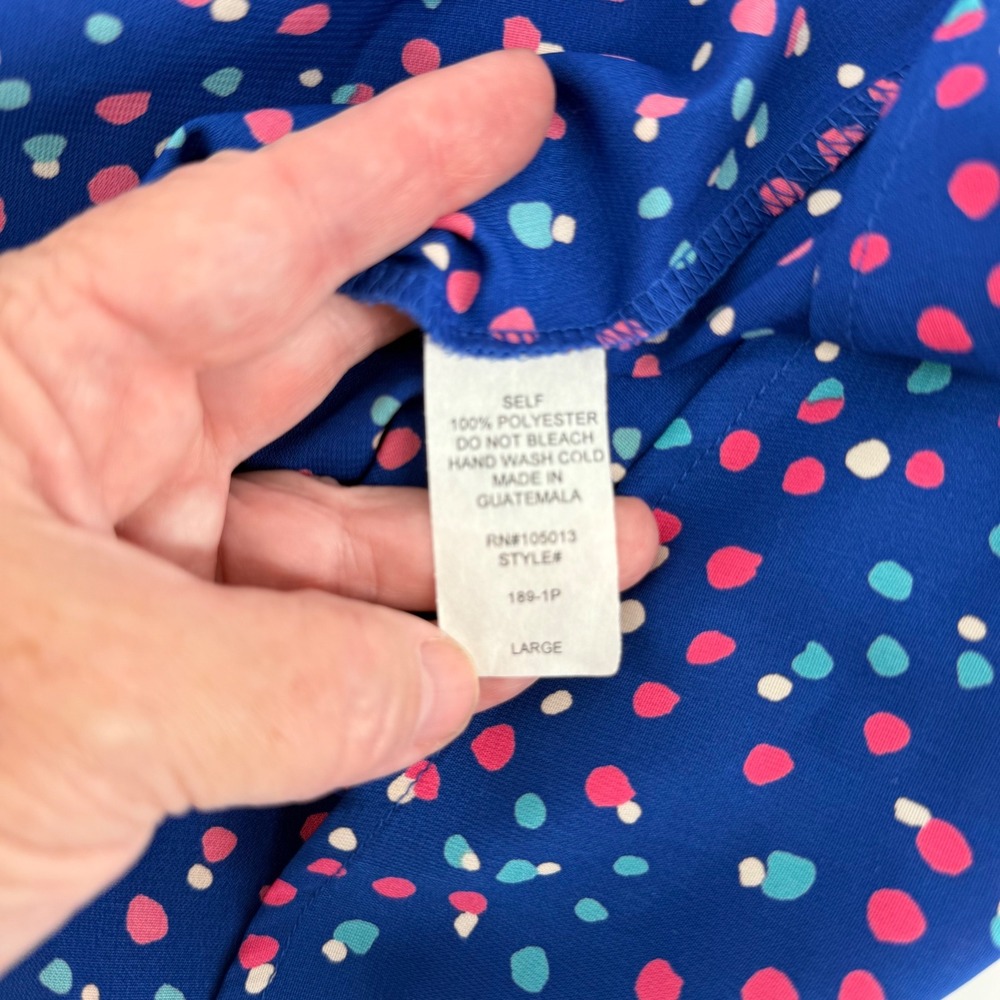 Andree by Unit Blue Polka Dot Ruffle Sleeve Top Blouse Women's Size Large - Picture 8 of 8